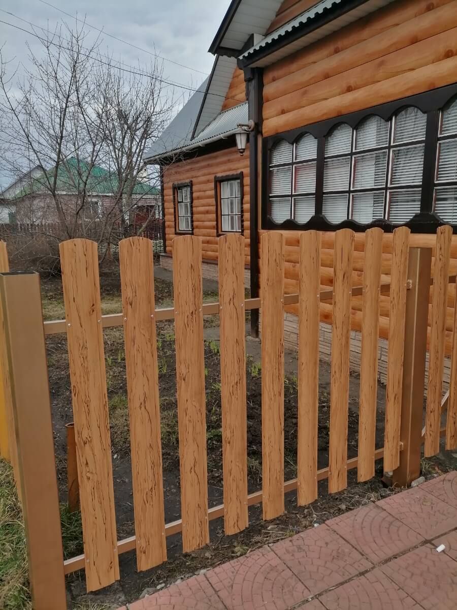 Забор из металлического штакетника 19м Кипарис 2xPrintech двусторонний в Череповце